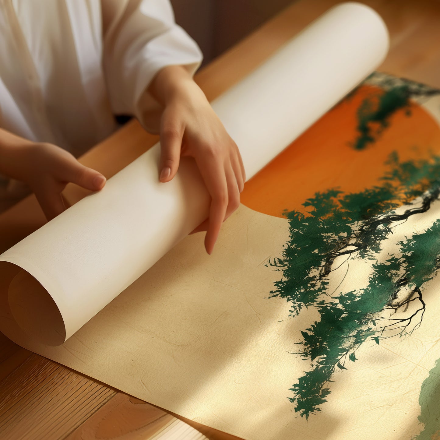 Pine Branches Reach For Rising Sun