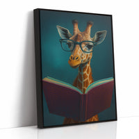 Giraffe with Glasses Reading a Book