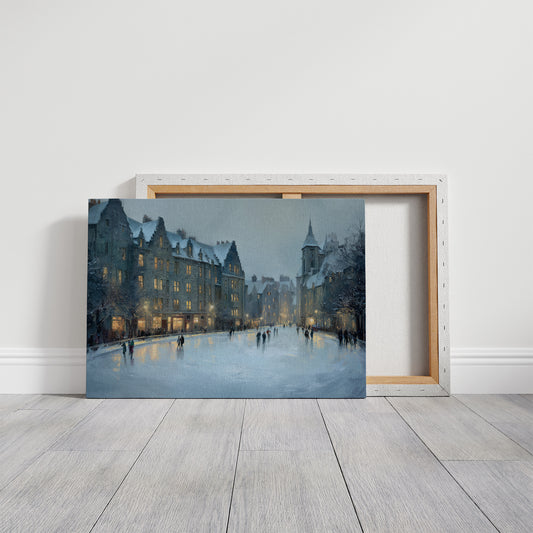 Twilight Skaters Beneath Historic Spires