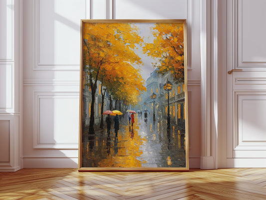 Autumn Rain Lights Paris Streets