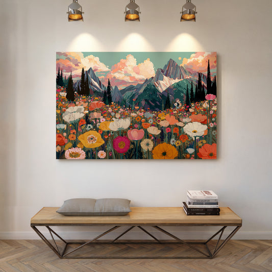 Alpine Meadows Bloom Under Peaks