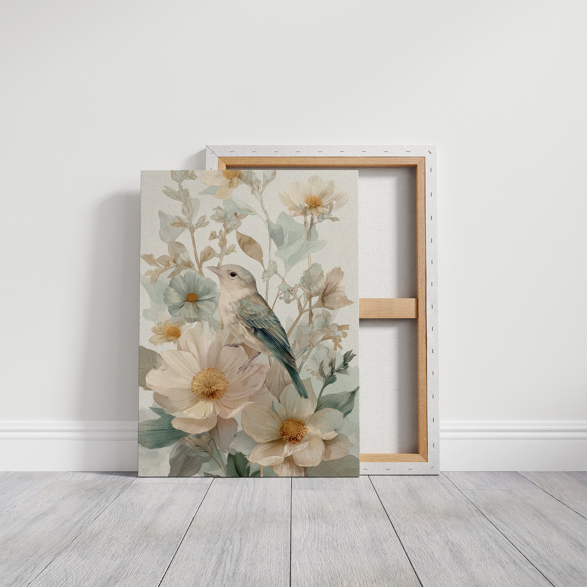 Songbird Rests Among Spring Blooms