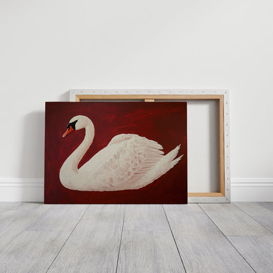 White Swan Against Crimson Night