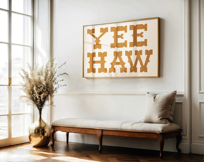 Yee Haw Western Wall Art – Rustic Cowboy Typography Print