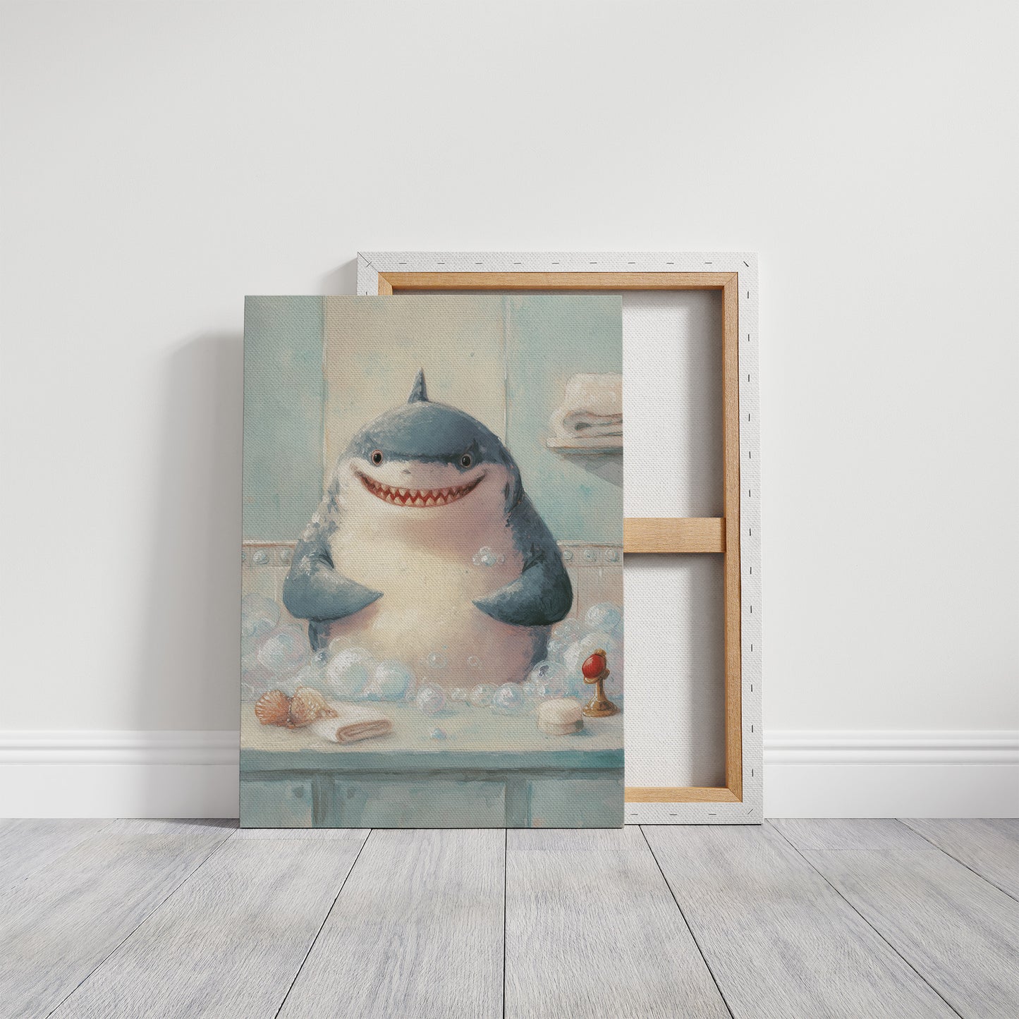 Shark Smiles In Bathtub Bubbles