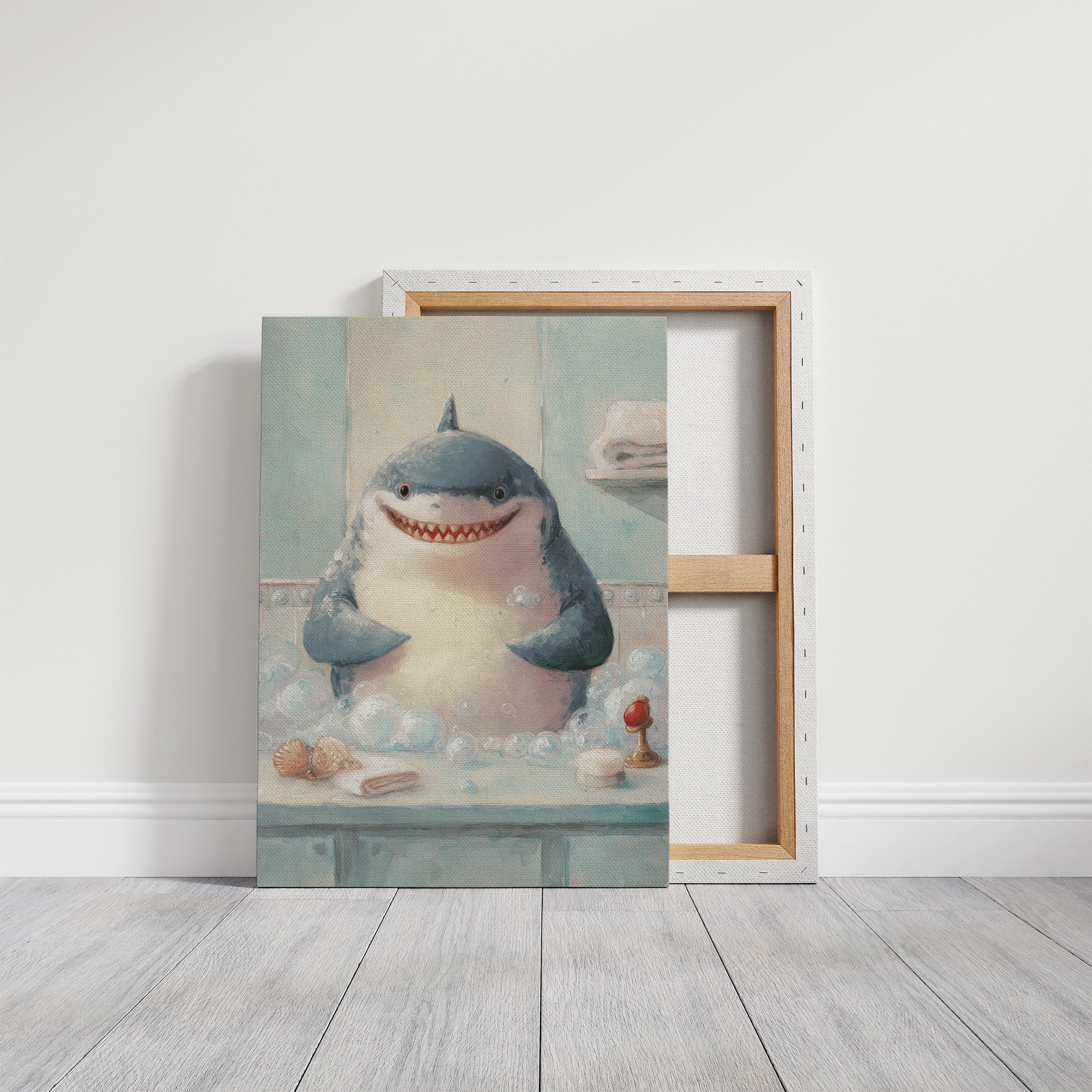 Shark Smiles In Bathtub Bubbles