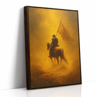 Golden Vanguard Through Amber Mist