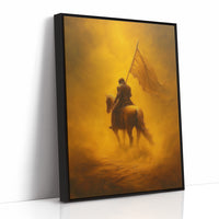 Golden Vanguard Through Amber Mist