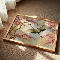 Cherry Blossoms Dance With Crane's Grace