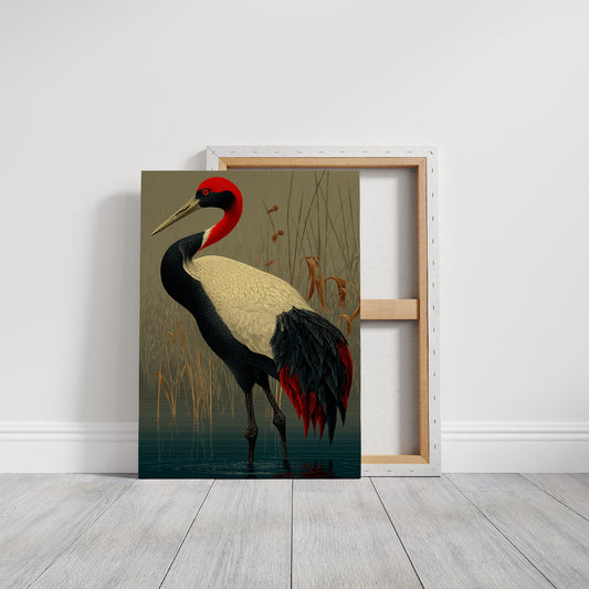 Crane in the Marsh Reeds