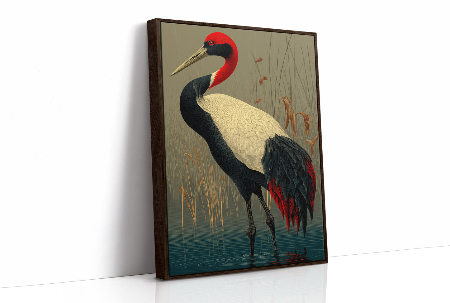 Crane in the Marsh Reeds