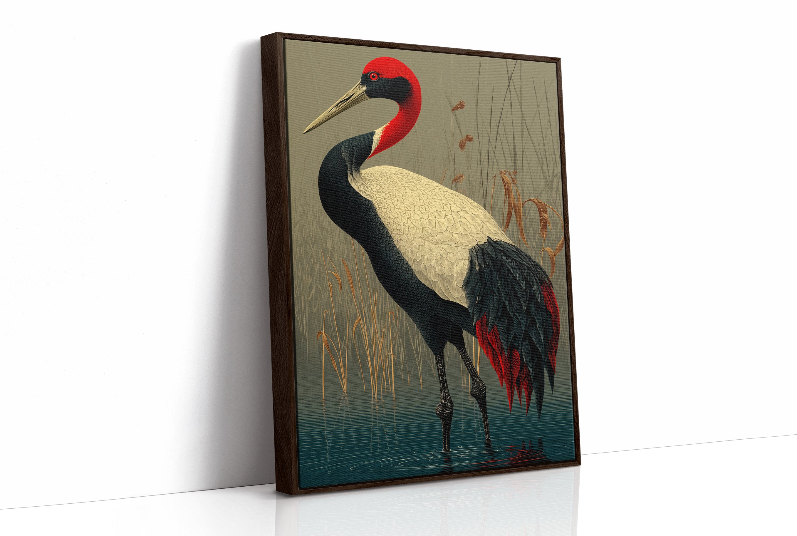 Crane in the Marsh Reeds