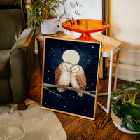 Loving Owls Under a Full Moon