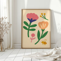 Bumblebee and Blossoms on Cream