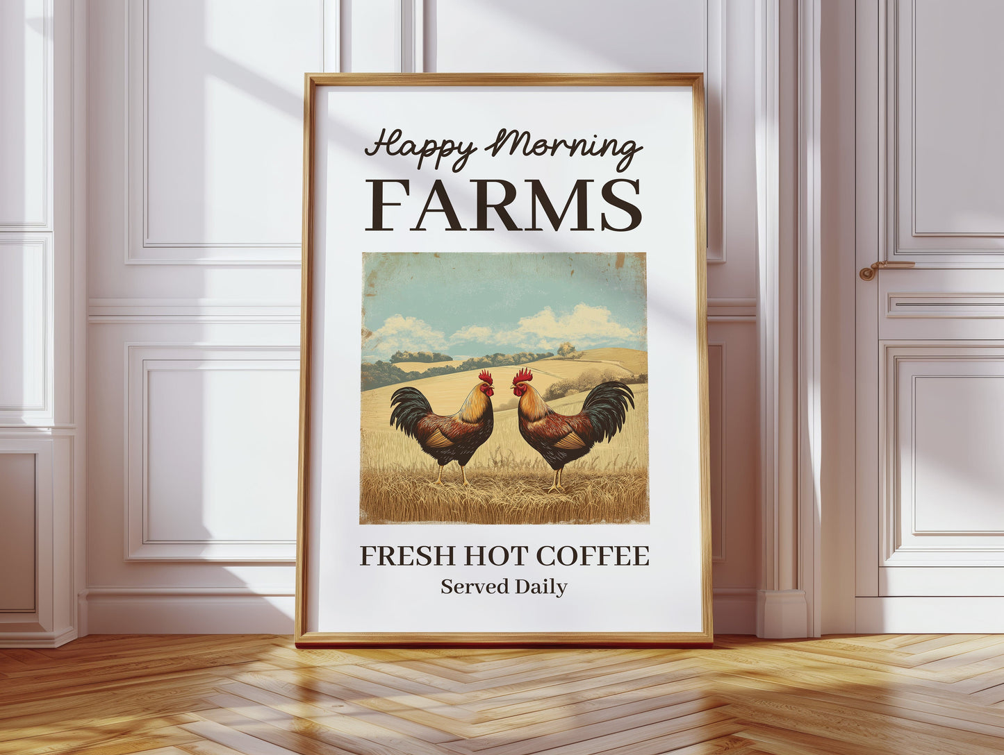 Roosters Greet The Golden Field