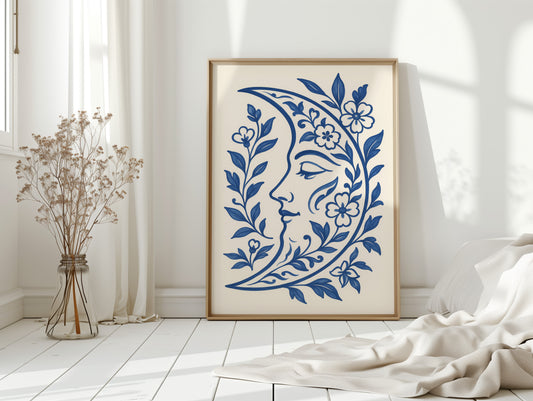 Floral Moon in Indigo Bloom