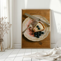 Blueberry Cheesecake on China Plate