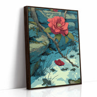 Camellia Blooms Through Snow