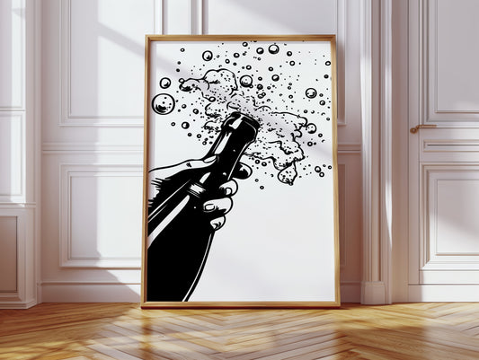 Bubbles Dance Their Midnight Toast