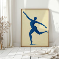 Leaping Figure in Indigo Grace