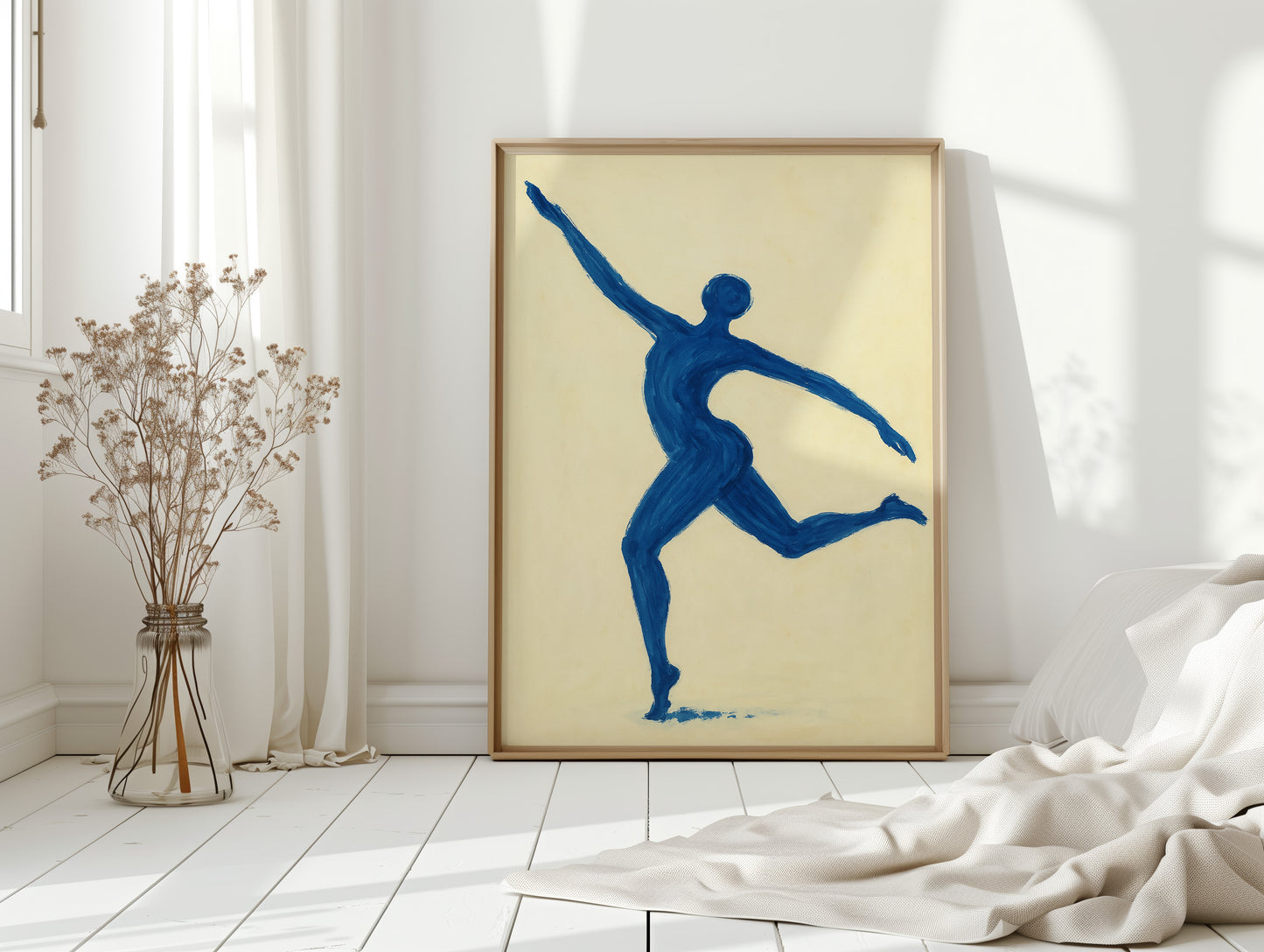 Leaping Figure in Indigo Grace