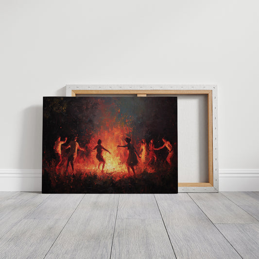 Firelit Dancers Circle Ancient Ritual