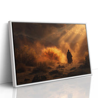 Pilgrim Walks Through Fiery Dawn