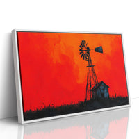 Windmill Silhouette at Blazing Dusk