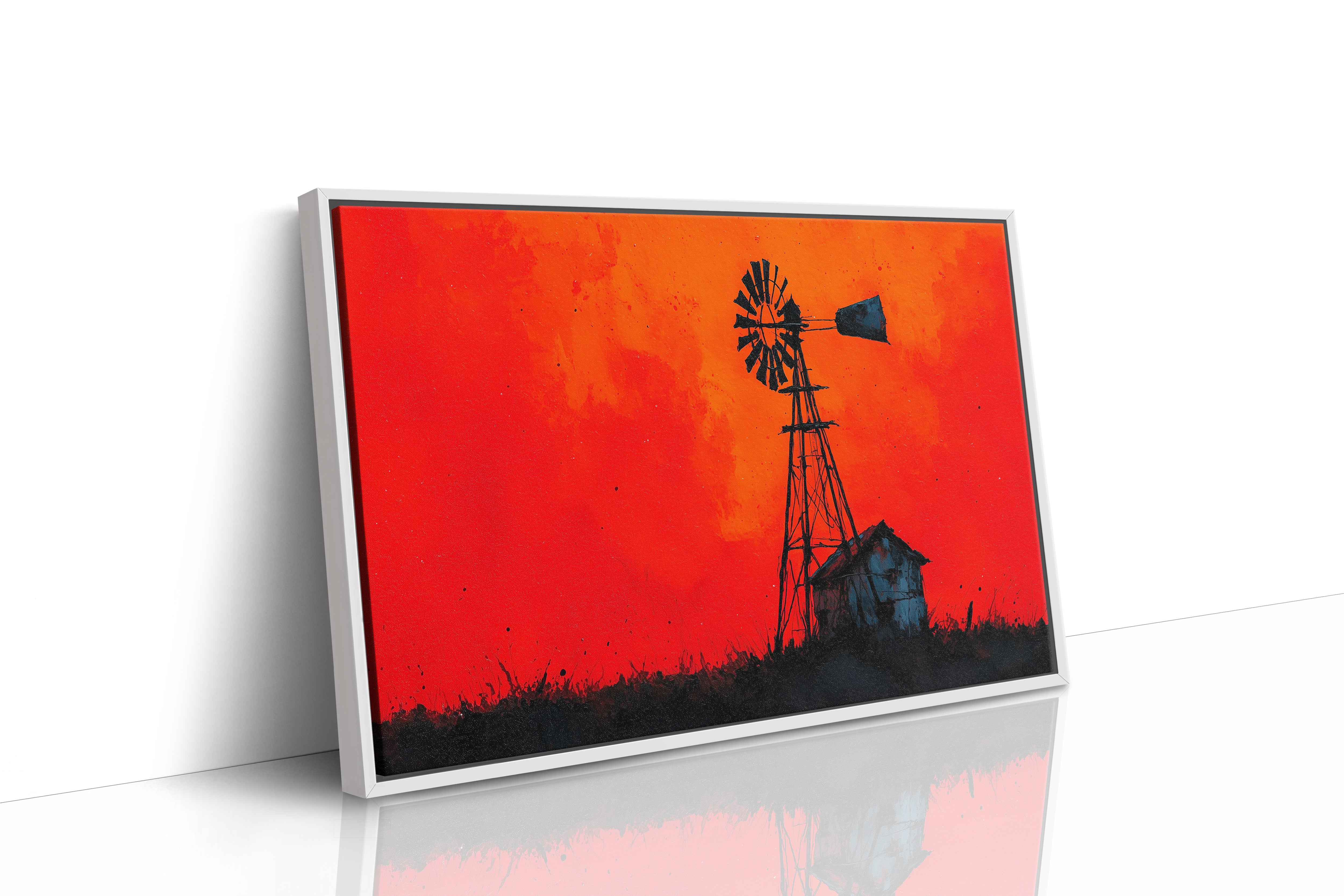 Windmill Silhouette at Blazing Dusk