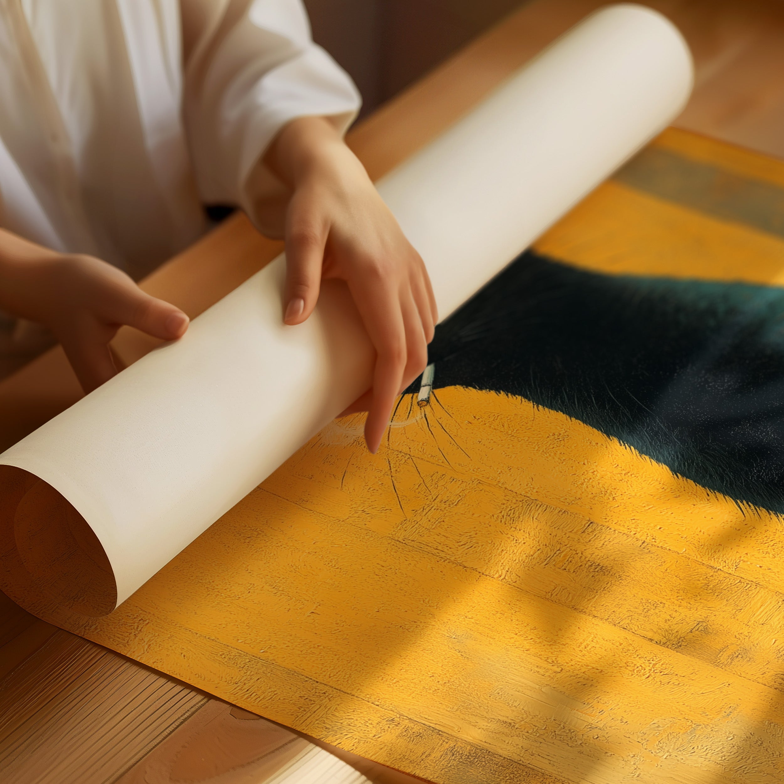 Midnight Cat Against Golden Dawn