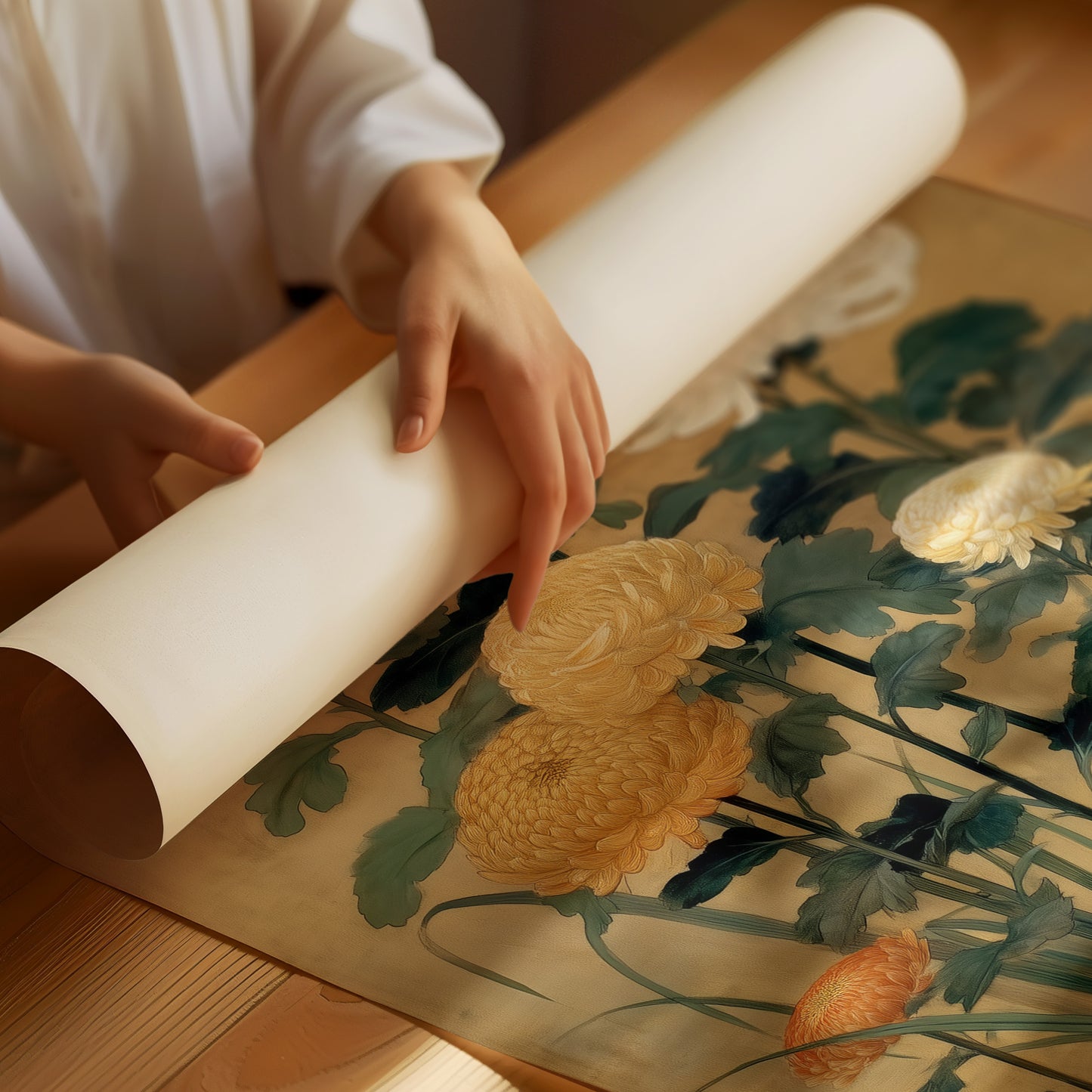 Chrysanthemums Dance In Golden Light