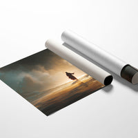 Solitary Figure Faces Rising Tide