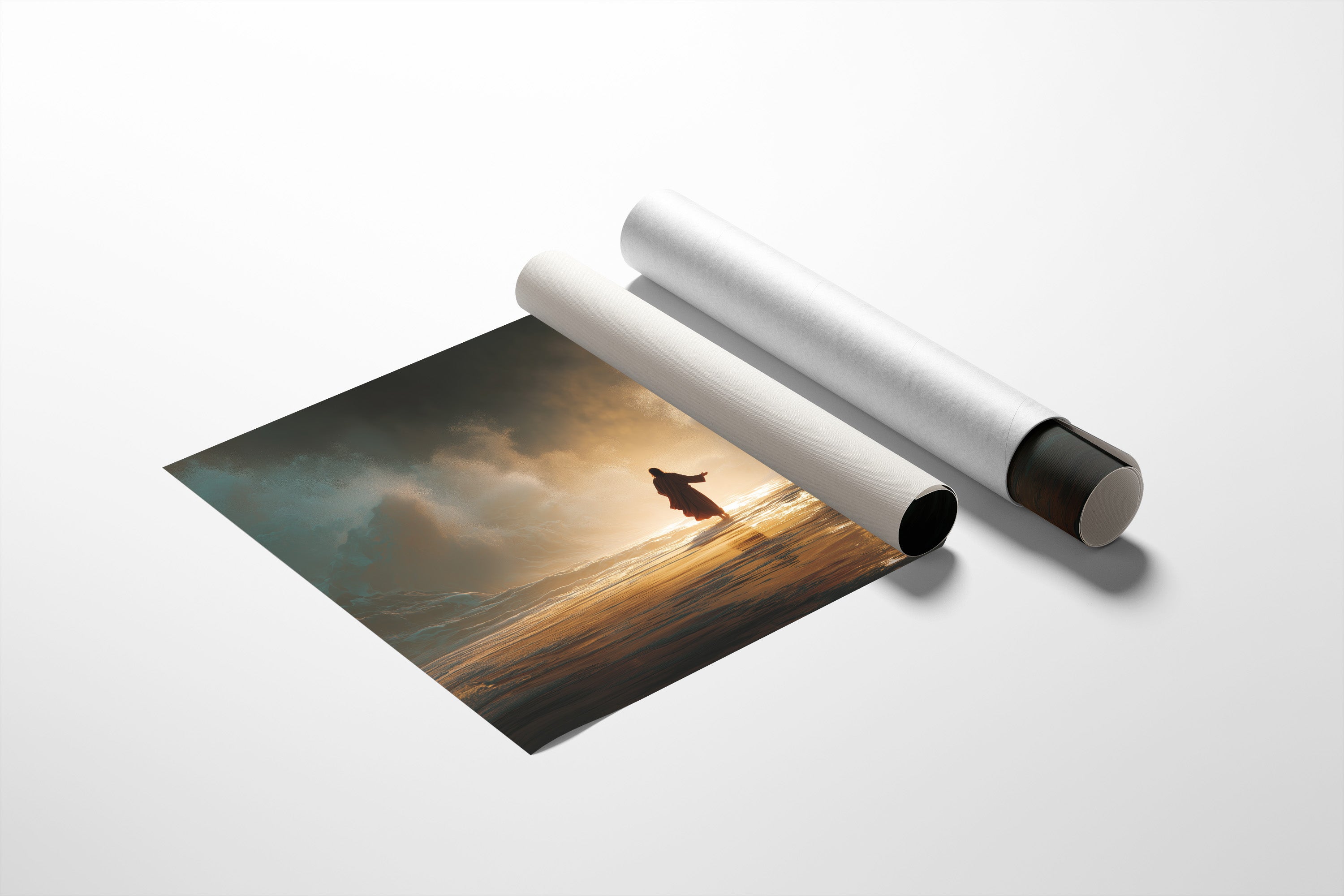 Solitary Figure Faces Rising Tide