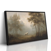 Lone Horse Among Misty Trees