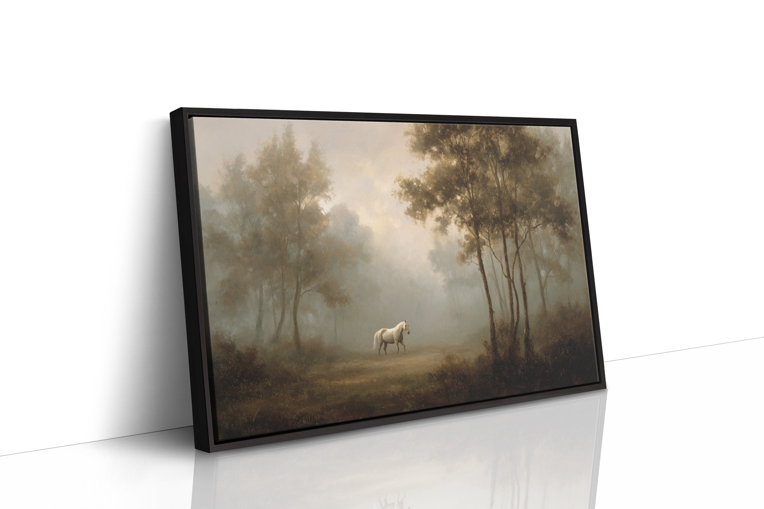 Lone Horse Among Misty Trees
