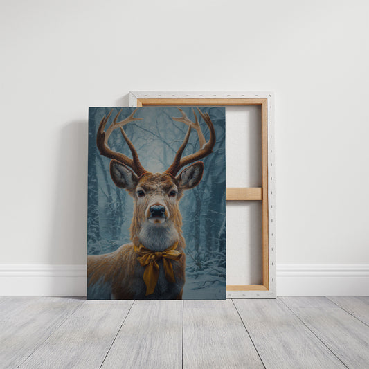 December's Stag Wears Golden Ribbon