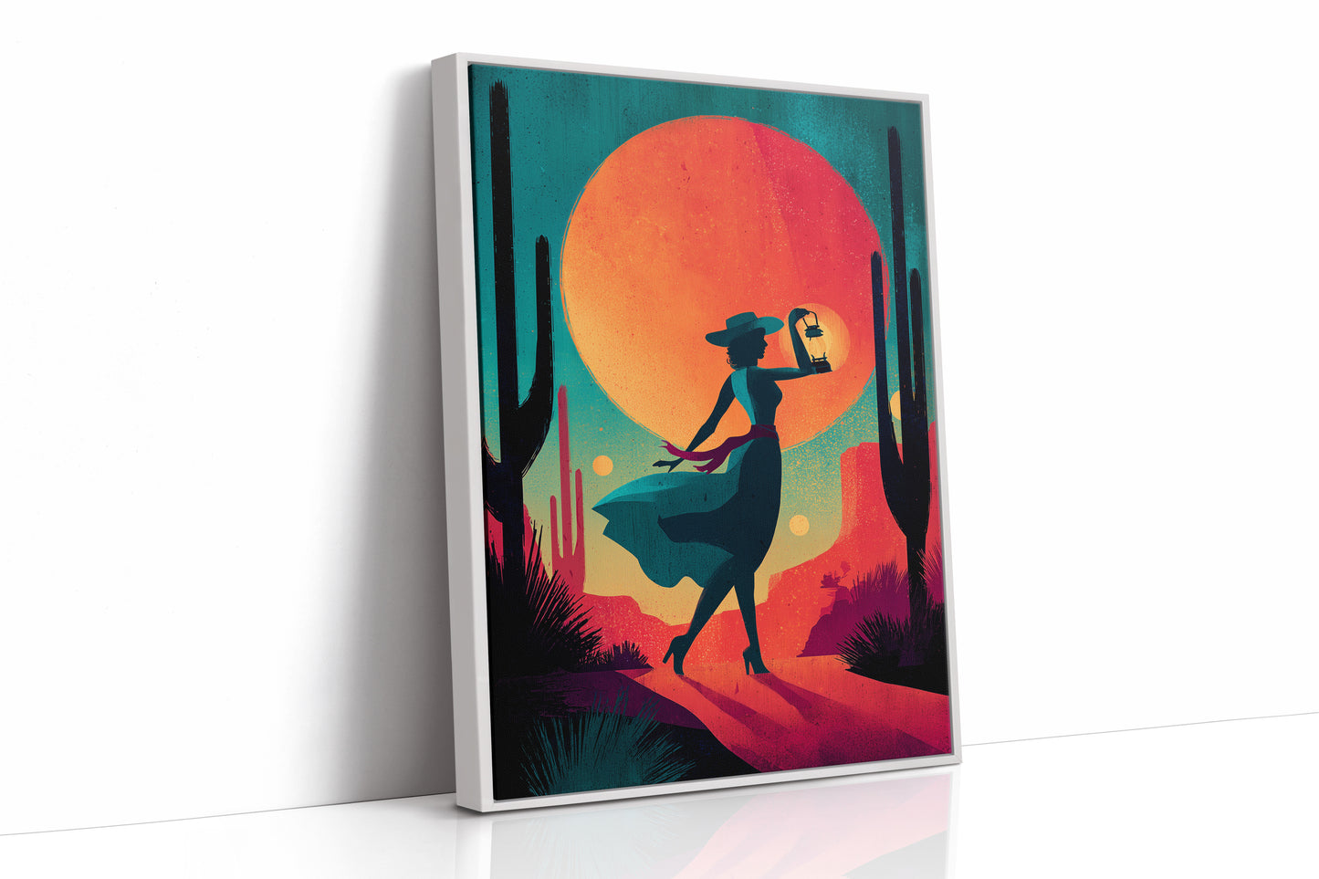 Lantern Lady At Desert Dusk