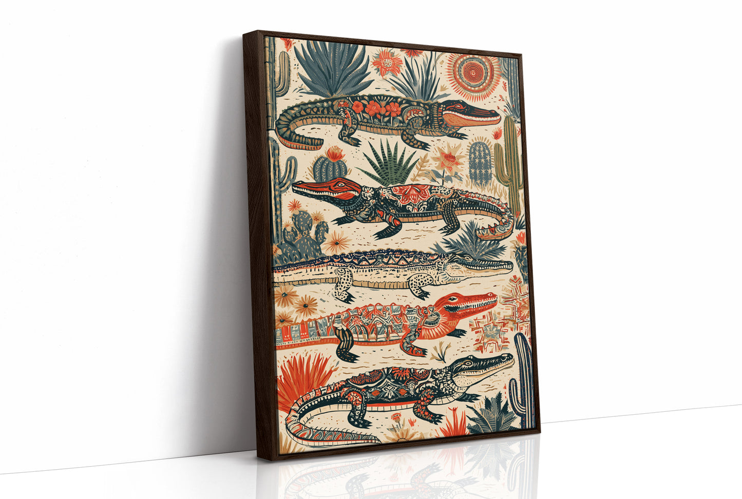 Desert Alligators in Folk Pattern