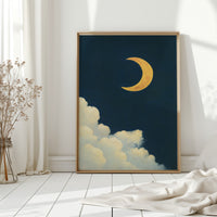 Golden Moon Over Soft Clouds