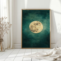 Full Moon Rising in Emerald Sky