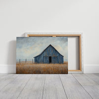 Blue Barn Stands Among Golden Fields