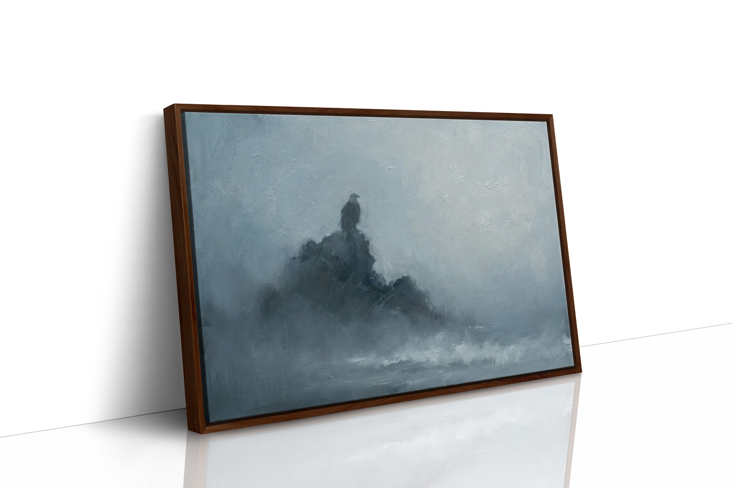 Eagle on the Foggy Sea Cliff