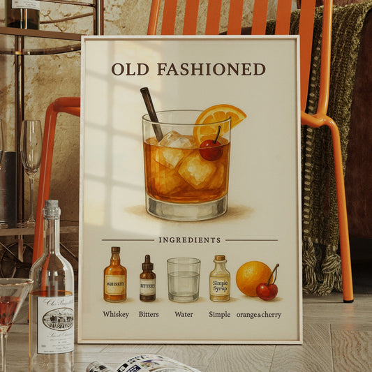 Old Fashioned Cocktail Recipe Art Print