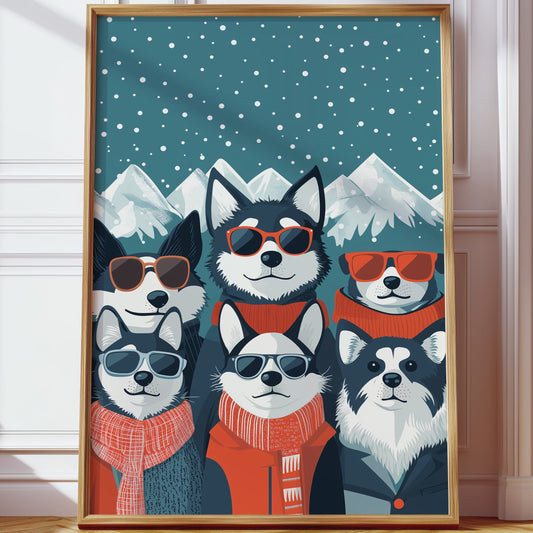 Cool Huskies Chase Winter Stars