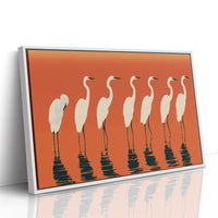 Egrets Wading Burnt Sunset