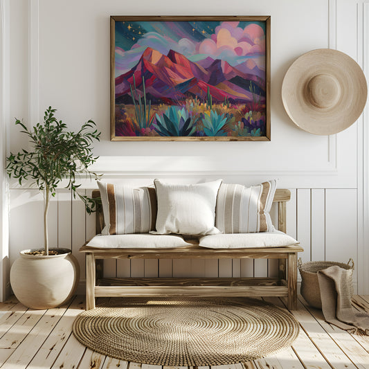 Twilight Blooms Among Desert Peaks