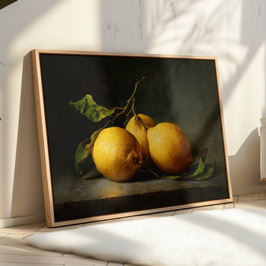 Sunlit Lemons On Ancient Wood