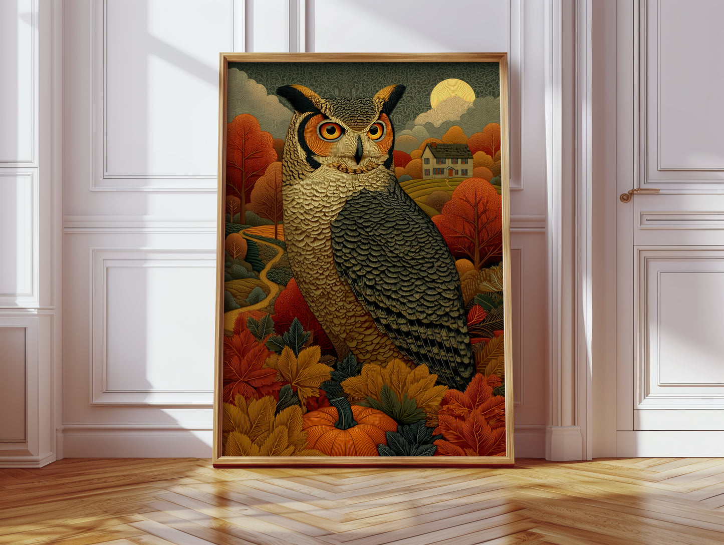 Autumn Moon Watches The Farmhouse