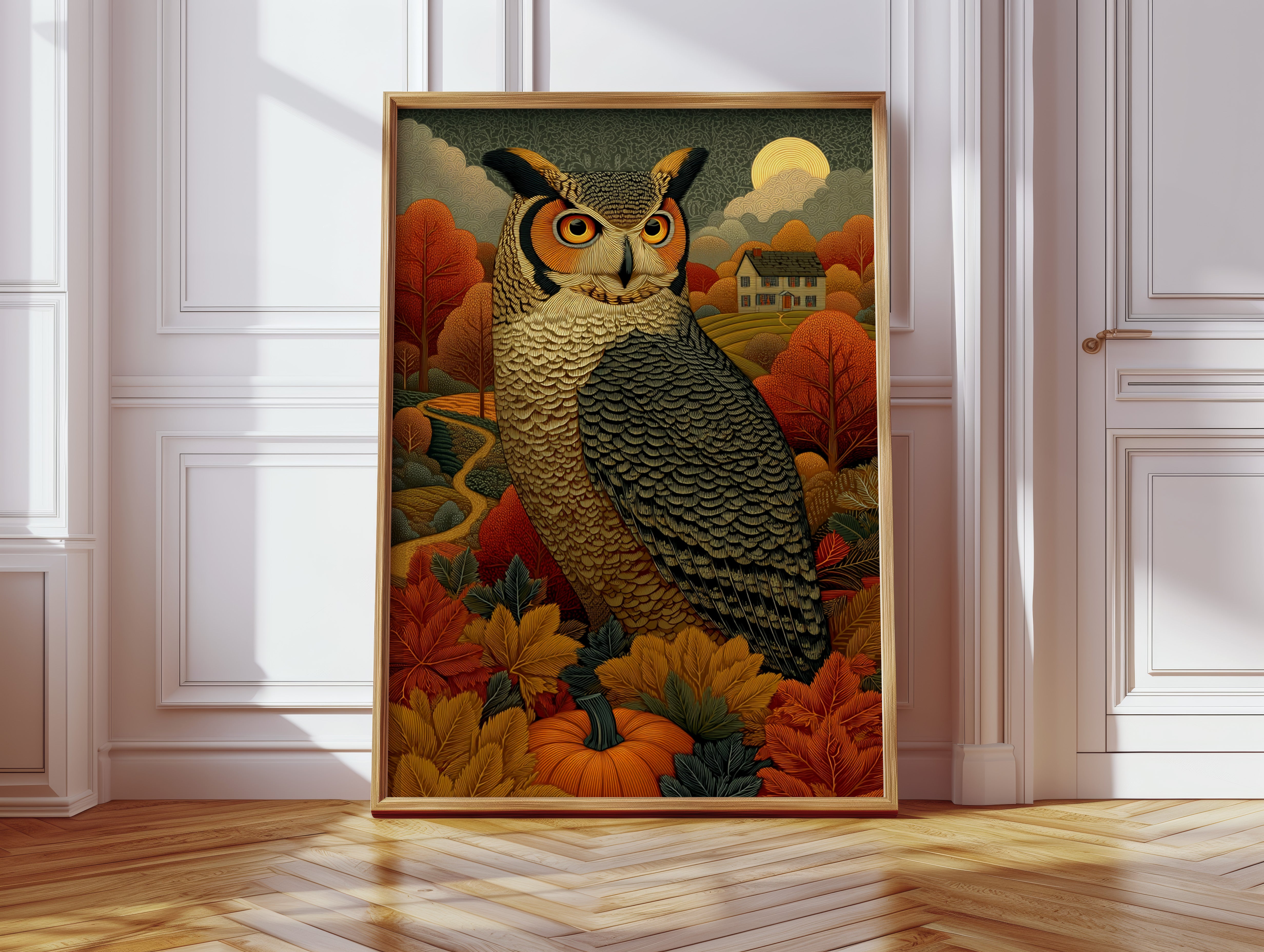 Autumn Moon Watches The Farmhouse