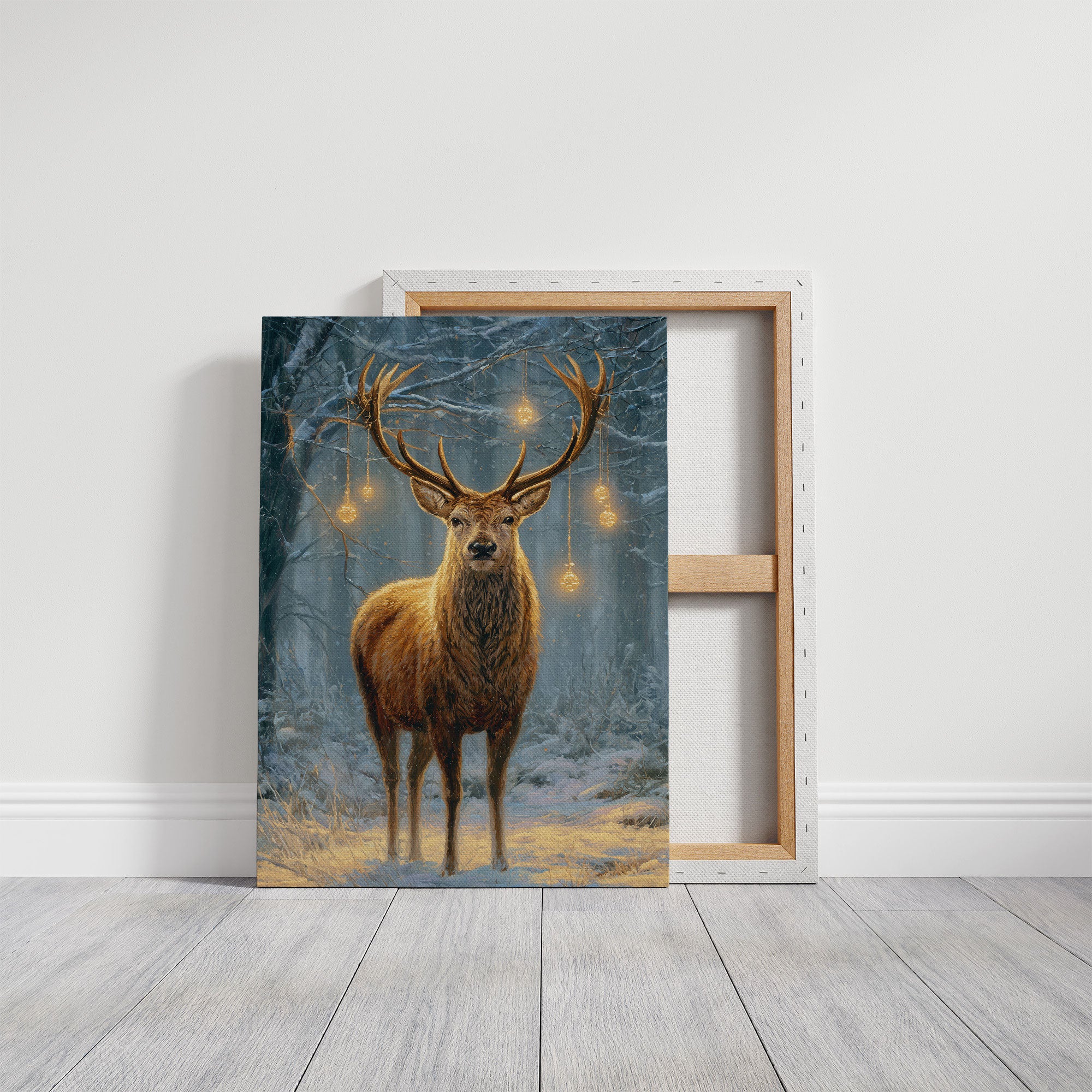 Stag Beneath December's Golden Lights